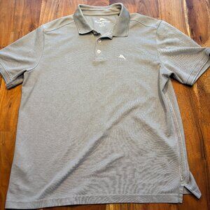 Tommy Bahama Bala Shark Pinstripe Grey Polo - Size Large